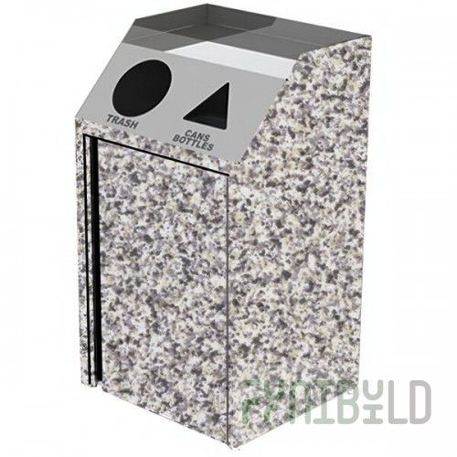 Lakeside 4412GS Stainless Steel Rectangular Refuse / Recycling Station with Front Access and Gray Sand Laminate Finish - 26 1/2