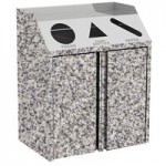 Lakeside 4412GS Stainless Steel Rectangular Refuse / Recycling Station with Front Access and Gray Sand Laminate Finish - 26 1/2
