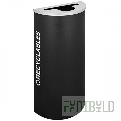 Ex-Cell Kaiser RC-KDHR-R BLX Kaleidoscope Collection Black Texture 8 Gallon Customizable Half-Round Recyclables Receptacle