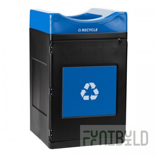 Commercial Zone Avante 55 Gallon Blue Polyethylene Square Indoor / Outdoor Modular Single-Stream Recycling Bin