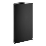 Rubbermaid® FGSO1220PLBK European Black with Chrome Accents Half Round Open Top Steel Trash Can with Rigid Plastic Liner 12 Gallon Rubbermaid® FGSO1220PLBK European Black with Chrome Accents Half Round Open Top Steel Trash Can with Rigid Plastic Liner 12 Gallon