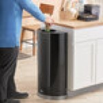 Rubbermaid® FGSO1220PLBK European Black with Chrome Accents Half Round Open Top Steel Trash Can with Rigid Plastic Liner 12 Gallon Rubbermaid® FGSO1220PLBK European Black with Chrome Accents Half Round Open Top Steel Trash Can with Rigid Plastic Liner 12 Gallon