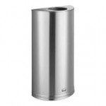 Rubbermaid® FGSO1220PLBK European Black with Chrome Accents Half Round Open Top Steel Trash Can with Rigid Plastic Liner 12 Gallon Rubbermaid® FGSO1220PLBK European Black with Chrome Accents Half Round Open Top Steel Trash Can with Rigid Plastic Liner 12 Gallon