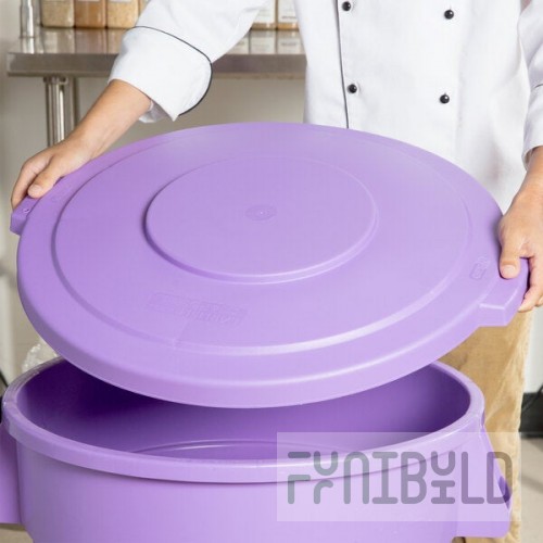 Carlisle 84103389 Bronco 32 Gallon Purple Flat Round Trash Can Lid