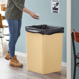 Lavex 35 Gallon Beige Square Trash Can