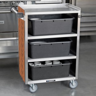 Lakeside 815VC 4 Shelf Medium Duty Stainless Steel Utility Cart with Enclosed Base and Victorian Cherry Finish - 16 7/8 Lakeside 815VC 4 Shelf Medium Duty Stainless Steel Utility Cart with Enclosed Base and Victorian Cherry Finish - 16 7/8