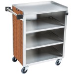 Lakeside 615VC 4 Shelf Standard Duty Stainless Steel Utility Cart with Enclosed Base and Victorian Cherry Finish - 16 1/2 Lakeside 615VC 4 Shelf Standard Duty Stainless Steel Utility Cart with Enclosed Base and Victorian Cherry Finish - 16 1/2