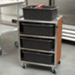 Lakeside 615VC 4 Shelf Standard Duty Stainless Steel Utility Cart with Enclosed Base and Victorian Cherry Finish - 16 1/2 Lakeside 615VC 4 Shelf Standard Duty Stainless Steel Utility Cart with Enclosed Base and Victorian Cherry Finish - 16 1/2