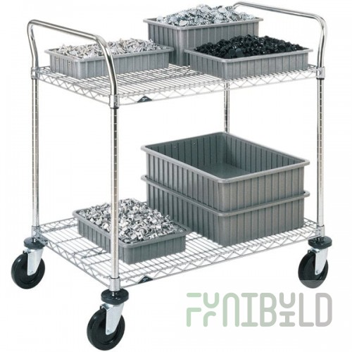 Metro 2SPN53ABR Super Erecta Brite Two Shelf Heavy Duty Utility Cart with Rubber Casters - 24