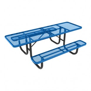 Ultra Site 8' Blue Extra Heavy-Duty Double-Sided ADA Rectangular Diamond Table 96
