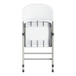 Lancaster Table & Seating White Contoured Injection-Molded Folding Chair with Gray Frame and Gray Legs - 4/Case