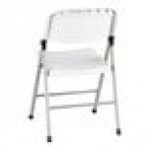 Lancaster Table & Seating White Contoured Injection-Molded Folding Chair with Gray Frame and Gray Legs - 4/Case