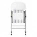 Lancaster Table & Seating White Contoured Injection-Molded Folding Chair with Gray Frame and Gray Legs - 4/Case