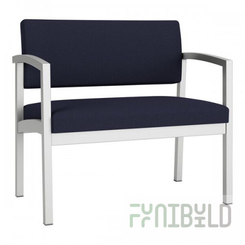Lesro Lenox Steel Open House Navy Fabric Bariatric Guest Arm Chair