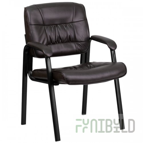 Flash Furniture BT-1404-BN-GG Brown Leather Executive Side Chair with Black Frame Finish