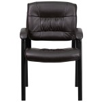 Flash Furniture BT-1404-BN-GG Brown Leather Executive Side Chair with Black Frame Finish