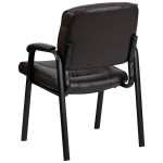 Flash Furniture BT-1404-BN-GG Brown Leather Executive Side Chair with Black Frame Finish