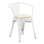 Lancaster Table & Seating Alloy Pearl White Indoor Arm Chair with White Vinyl Cushion Lancaster Table & Seating Alloy Pearl White Indoor Arm Chair with White Vinyl Cushion