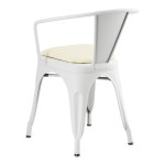 Lancaster Table & Seating Alloy Pearl White Indoor Arm Chair with White Vinyl Cushion Lancaster Table & Seating Alloy Pearl White Indoor Arm Chair with White Vinyl Cushion