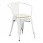 Lancaster Table & Seating Alloy Pearl White Indoor Arm Chair with White Vinyl Cushion Lancaster Table & Seating Alloy Pearl White Indoor Arm Chair with White Vinyl Cushion