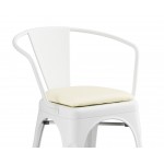 Lancaster Table & Seating Alloy Pearl White Indoor Arm Chair with White Vinyl Cushion Lancaster Table & Seating Alloy Pearl White Indoor Arm Chair with White Vinyl Cushion