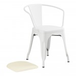 Lancaster Table & Seating Alloy Pearl White Indoor Arm Chair with White Vinyl Cushion Lancaster Table & Seating Alloy Pearl White Indoor Arm Chair with White Vinyl Cushion