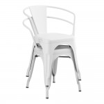 Lancaster Table & Seating Alloy Pearl White Indoor Arm Chair with White Vinyl Cushion Lancaster Table & Seating Alloy Pearl White Indoor Arm Chair with White Vinyl Cushion