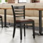 Lancaster Table & Seating Black Finish Wood Ladder Back Chair with Dark Brown Vinyl Seat - Detached Seat Lancaster Table & Seating Black Finish Wood Ladder Back Chair with Dark Brown Vinyl Seat - Detached Seat