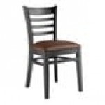 Lancaster Table & Seating Black Finish Wood Ladder Back Chair with Dark Brown Vinyl Seat - Detached Seat Lancaster Table & Seating Black Finish Wood Ladder Back Chair with Dark Brown Vinyl Seat - Detached Seat