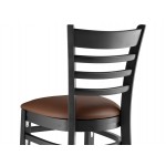 Lancaster Table & Seating Black Finish Wood Ladder Back Chair with Dark Brown Vinyl Seat - Detached Seat Lancaster Table & Seating Black Finish Wood Ladder Back Chair with Dark Brown Vinyl Seat - Detached Seat