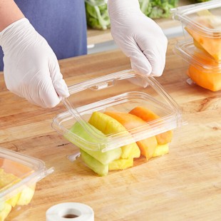 Inline Plastics Safe-T-Fresh 30 oz. Tamper-Resistant, Tamper-Evident Rectangular Hinged Container with Flat Lid - 200/Case Inline Plastics Safe-T-Fresh 30 oz. Tamper-Resistant, Tamper-Evident Rectangular Hinged Container with Flat Lid - 200/Case