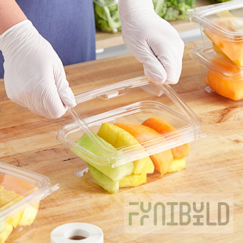 Inline Plastics Safe-T-Fresh 30 oz. Tamper-Resistant, Tamper-Evident Rectangular Hinged Container with Flat Lid - 200/Case