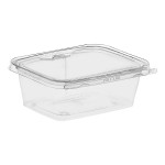 Inline Plastics Safe-T-Fresh 30 oz. Tamper-Resistant, Tamper-Evident Rectangular Hinged Container with Flat Lid - 200/Case