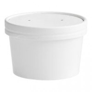 Huhtamaki 71842 White 8 oz. Double Poly-Paper Food Cup with Vented Paper Lid - 250/Case