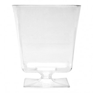 Fineline Solid Squares 8 oz. Clear Plastic Pedestal Wine Glass - 180/Case
