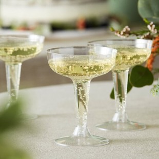Visions 4 oz. Clear 2-Piece Plastic Champagne Glass - 360/Case