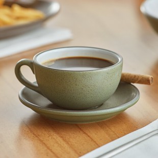 Acopa Embers 10 oz. Moss Green Matte Stoneware Cup - Sample Acopa Embers 10 oz. Moss Green Matte Stoneware Cup - Sample