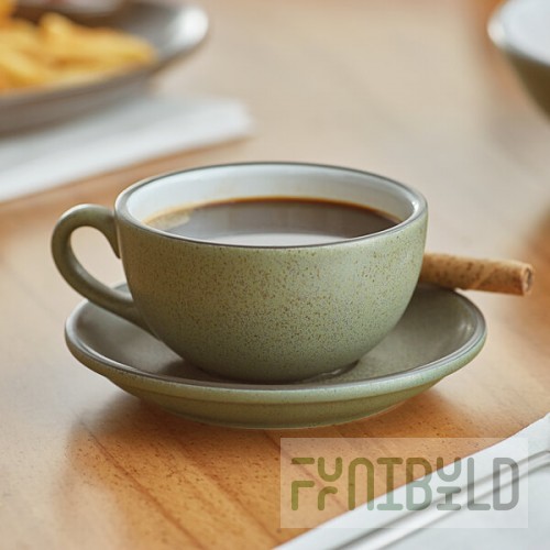 Acopa Embers 10 oz. Moss Green Matte Stoneware Cup - Sample