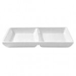 Elite Global Solutions JW521 Zen 4 oz. Black Two Compartment Melamine Sauce Dish - 6/Case