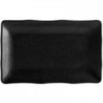 Elite Global Solutions JW521 Zen 4 oz. Black Two Compartment Melamine Sauce Dish - 6/Case