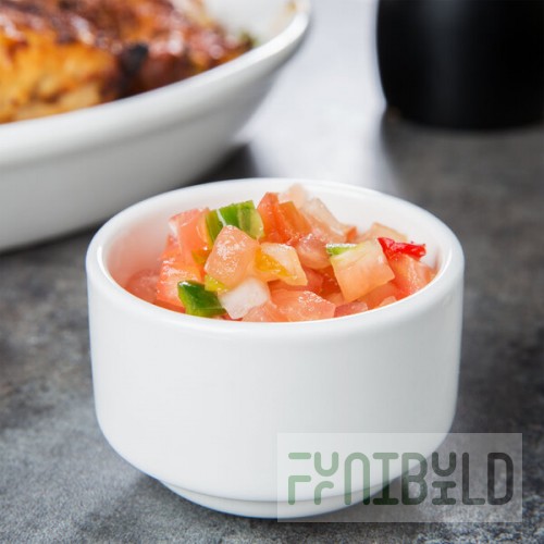 Tuxton AMU-760 AlumaTux Pearl White (European White) 3 oz. China Stackable Ramekin - 24/Case