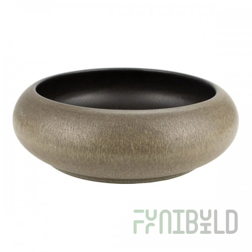 Klay Collection 1 Lava 80 oz. Green and Brown Stoneware Round Bowl by Arc Cardinal - 6/Case