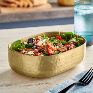 American Metalcraft ABHG69 48 oz. Gold Hammered Aluminum Oval Serving Bowl American Metalcraft ABHG69 48 oz. Gold Hammered Aluminum Oval Serving Bowl