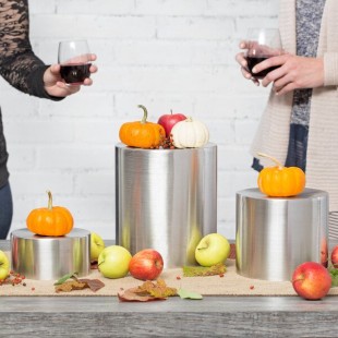 TableCraft RR3 3 Piece Round Stainless Steel Nesting Riser Set