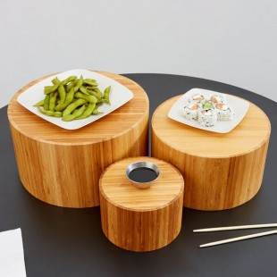 American Metalcraft RBRS3 3-Piece Round Bamboo Riser Set American Metalcraft RBRS3 3-Piece Round Bamboo Riser Set