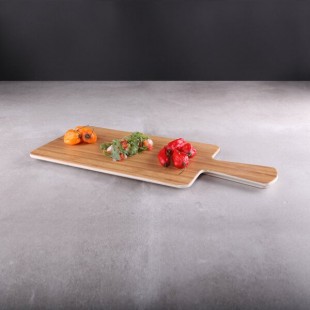 Elite Global Solutions M127RC Fo Bwa Rectangular Faux Bamboo Serving Board with Handle - 12