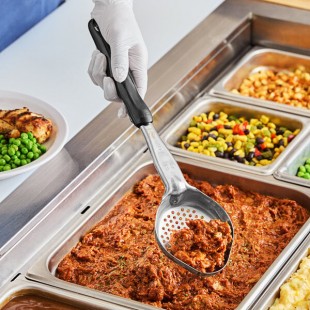 Vollrath 6422520 Jacob's Pride® 5 oz. Black Perforated Oval Spoodle® Portion Spoon