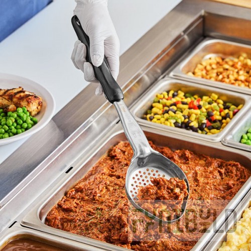 Vollrath 6422520 Jacob's Pride® 5 oz. Black Perforated Oval Spoodle® Portion Spoon