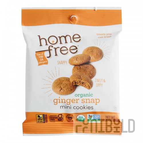 Homefree Gluten-Free Organic Mini Ginger Snap Cookies 0.95 oz. - 30/Case