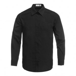 Henry Segal Men's Customizable Black Long Sleeve Cafe / Bistro Shirt - L